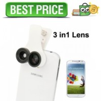 Universal 3 in 1 Lensa Macro Wide Fish Eye untuk Smartphone - Putih