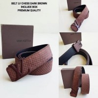 BELT LV CHESS PREMIUM DARK BROWN ikat pinggang keren bagus baru murah