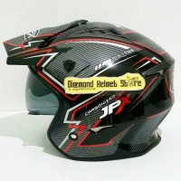 Helm JPX MX 726 motif Carbon Black Open Face Trials Mirip Airoh Trr S