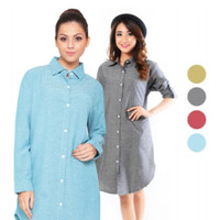 BAJU WANITA ATASAN Tunik Kemeja Panjang Fashion Trendy Atasan Pakaian
