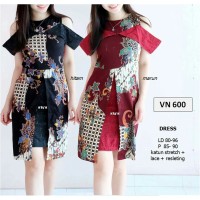 Jual Dress Batik Wanita Modern Sabrina Pesta Imlek Etnik Sepan VN600 Murah