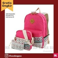 Jual Tas Ransel Wanita Sekolah Kuliah 3in1 Hot Ping Polkad Murah Jual Tas Ransel Wanita Sekolah Kuliah
