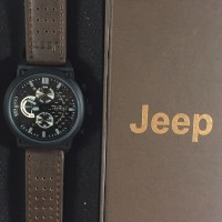 JAM TANGAN DISTRO GAUL PRIA JEEPP KULIT ANTI AIR GELAP COKELAT (ABU2)