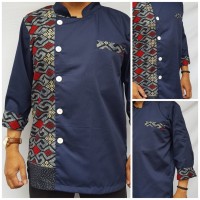 Baju Chef Pria Kombinasi Batik model 3