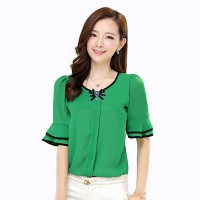 Pakaian Wanita Murah Blus Model korea dengan variasi bros Baju trendy