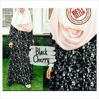 baju gamis bahan katun jepang black cerry bahan adem all size Gojek!!