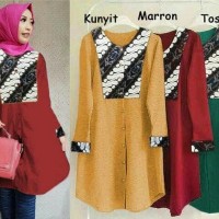 Gamis Promo 58206 long top qarina/baju batik wanita/atasan muslim