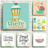Jual Paket 6 Pcs Hiasan Dinding Poster Wall Decor 15x15 Untuk Dapur Murah