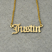 Kalung Emas Tengahan Nama Font Unique |Kado Ultah |Hadiah |Kado Unik