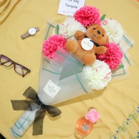 Buket bunga besar murah (dengan boneka)
