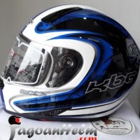 Jual KBC Helm VK ZERO| White ~ Blue Black | Fullface DDring Visor Flat