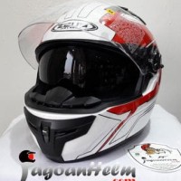Jual ZEUS Helm ZS813 AN6 | Pattern 813 White Red | ZS-813 Double Visor