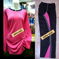 Grosir Stelan Baju Olahraga Muslim Kaos Olahraga Muslimah Pink Fanta