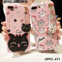 FOR OPPO A71 - CUTE NEKO CAT HEAD TASSEL PANDANT SOFT CASE CASING