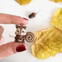 anting anak giwang tusuk chipmunk tindik gantung jepit tupai clay