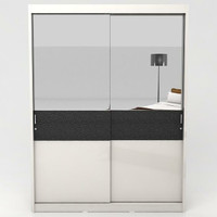 Lemari Pakaian Ibiza Jumbo White Glossy pintu geser full cermin