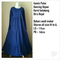 Baju Gamis / Fashion Wanita / GAMIS POLOS BALI KANCING DEPAN DAN KARET