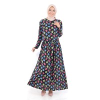 Fashion Baju Muslim Jfashion Long Dress Gamis Maxi corak Bunga Variasi