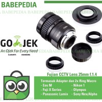 Lensa mirrorless Fujian 25mm f1.4 CCTV Lens sony,eosm,nikon,m43,fuji