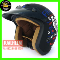 Helm Retro / Helm Classic / Helm Bogo /Helm Vespa/Helm Ava Hitam Motif