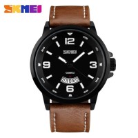 Jam TANGAN PRIA CASUAL ANALOG MURAH SKMEI SWISS ARMY CASIO TALI COKLAT