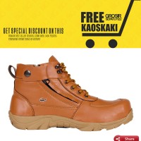 promo sepatu boots pria crocodile zipper safety warna tan bata