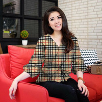 CGL-KV#308245 Kimono Rica burberry blouse ATASAN BLOUSE CEWEK KEMEJA P