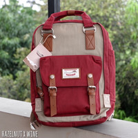 DOUGHNUT MACAROON BACKPACK LARGE HAZELNUT WINE TAS SEKOLAH RANSEL