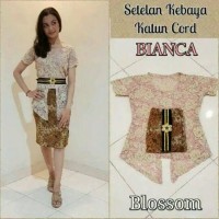 Setelan Kebaya Katun Cord Bianca Blossom. Kebaya Jadi. Kebaya Bali