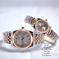 Jam Tangan Pasangan / Couple Murah Rolex Clasienta Silver Rose Silver