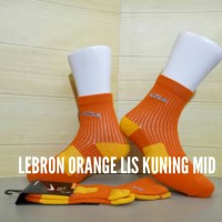 KAOS KAKI NIKE BASKET NBA LEBRON JAMES ORANGE LIS KUNING GRADE ORIGINA