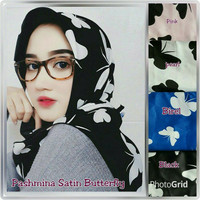 Grosir Jilbab Satin/Pashmina Motif Kupu-Kupu Bahan Satin