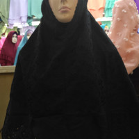 Jual Perlengkapan haji dan umroh wanita, jilbab instan /bergo paris hitam Murah