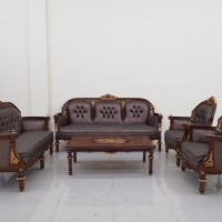 PROMO FREE ONGKIR !! SOFA JATI LUXURY 3 2 1 1 + MEJA KAYU JATI TUA !!