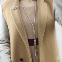 Perhiasan Kalung Liontin Panjang Twist Suede Tassel Emas Unik Termurah