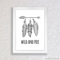 Jual Poster Dreamcatcher / Quote Wild and Free / Pigura Hiasan Dinding Murah