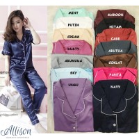 Piyama Satin Wanita Baju Tidur Dewasa Silk Big Size Jumbo Plus S M L