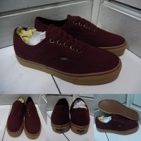 Sepatu Kets Sneakers Vans Authentic Gumsole Canvas Maroon Marun