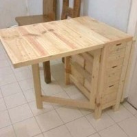 Meja Lipat Unik Swedish Full Kayu Pinus Solid Recycle Pallet Pine Wood