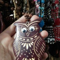 Kalung Etnik Kayu Bentuk Owl Burung Hantu - Aksesoris Fashion Wanita