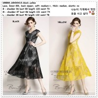 Long Dress Midi Brukat Brokat Gaun Pesta Korea Import AB434413 Black