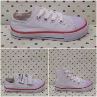 Sepatu All Star Converse Anak/Kids Putih Tali Perekat Tinggi Klasik