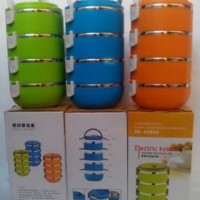 DISKON BESAR RANTANG LUNCH BOX STAINLESS POLOS WARNA SUSUN 4 pera
