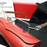 Frame Kacamata Cartier Wood Half Frame Hand Made Grade Original