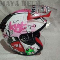 helm kyt dj maru corak 5 white pink