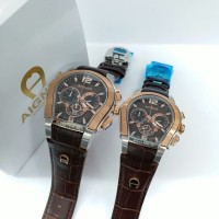 JAM TANGAN COUPLE AIGNER SILVER BROWN GRADE AAA+