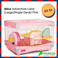 Alice Hamster Cage PINK Single Deck Mainan Kandang Happy Pet Lari Lucu