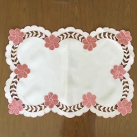taplak meja tamu bunga pink 45 cm