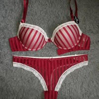 Bra set with thong neutral label color tibetan red Diskon
