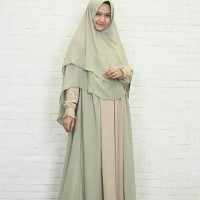 Gamis Fitri Melon busui ceruti syar'i nyaman hijab alila